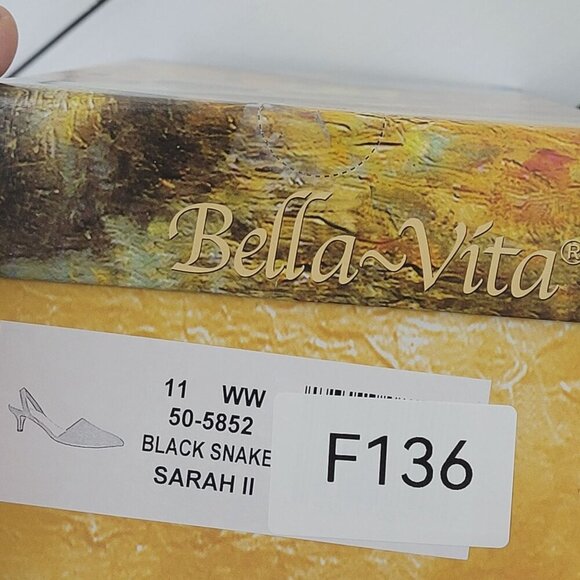 NEW Bella~Vita Sarah II Black Snake Womens 11 WW Print Slingback Heels - Picture 8 of 8